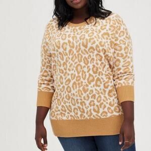 TORRID Animal Print Leopard Cheetah Yellow Sweater Sz 2